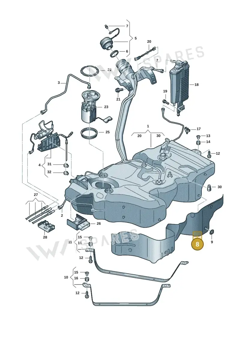 3Q0201308 — Volkswagen Passat estate (2023-) diagram 828201044, position 8