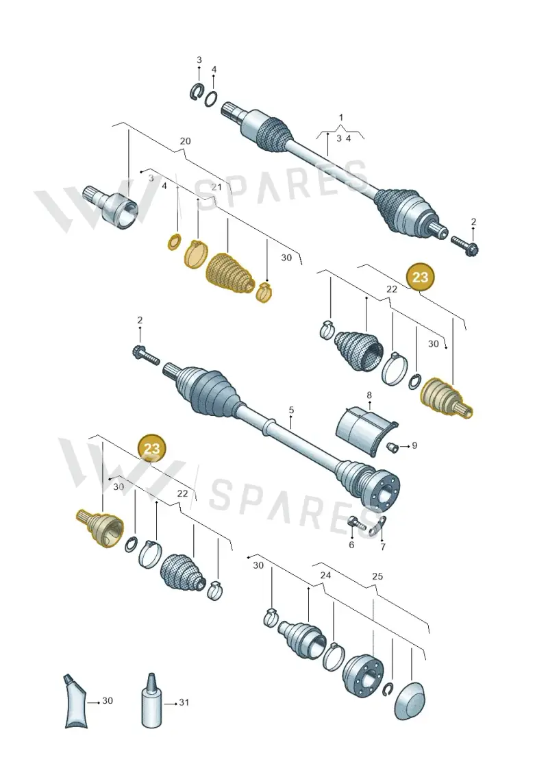 3Q0498099A — Volkswagen Golf 2.0 BlueMotion (2019-2024) diagram 827407350, position 23