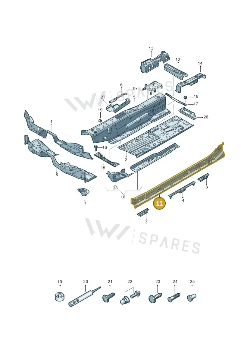 3Q0801252H — Volkswagen Passat saloon (2014-2024) diagram 793803050, position 11