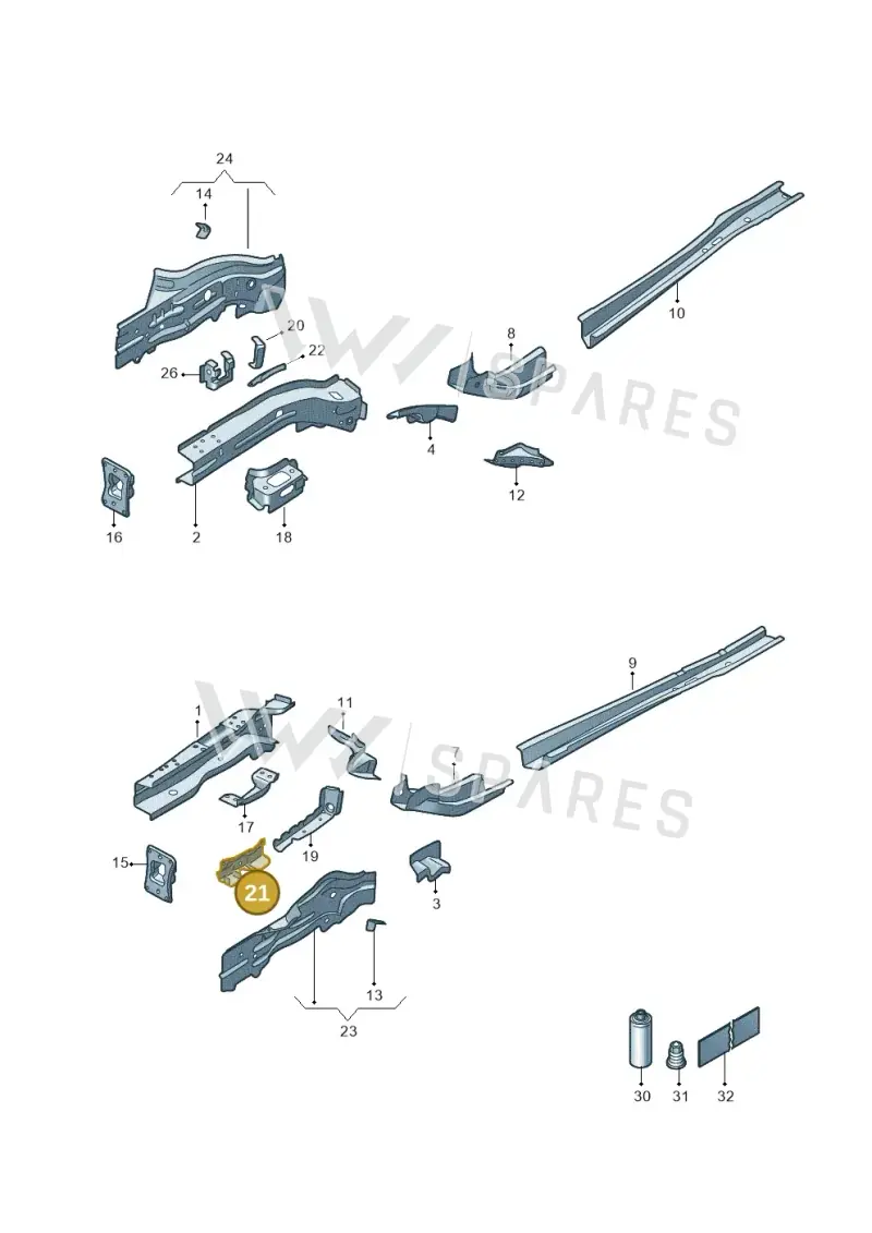 3Q0803297 — Volkswagen Golf 1.5 (2020-) diagram 5h0803000, position 21