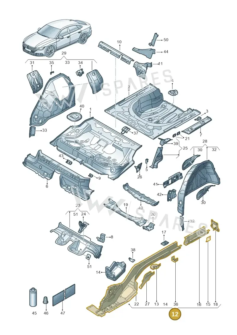 3Q0803501AJ — Volkswagen Arteon (2017-2023) diagram 828803200, position 12