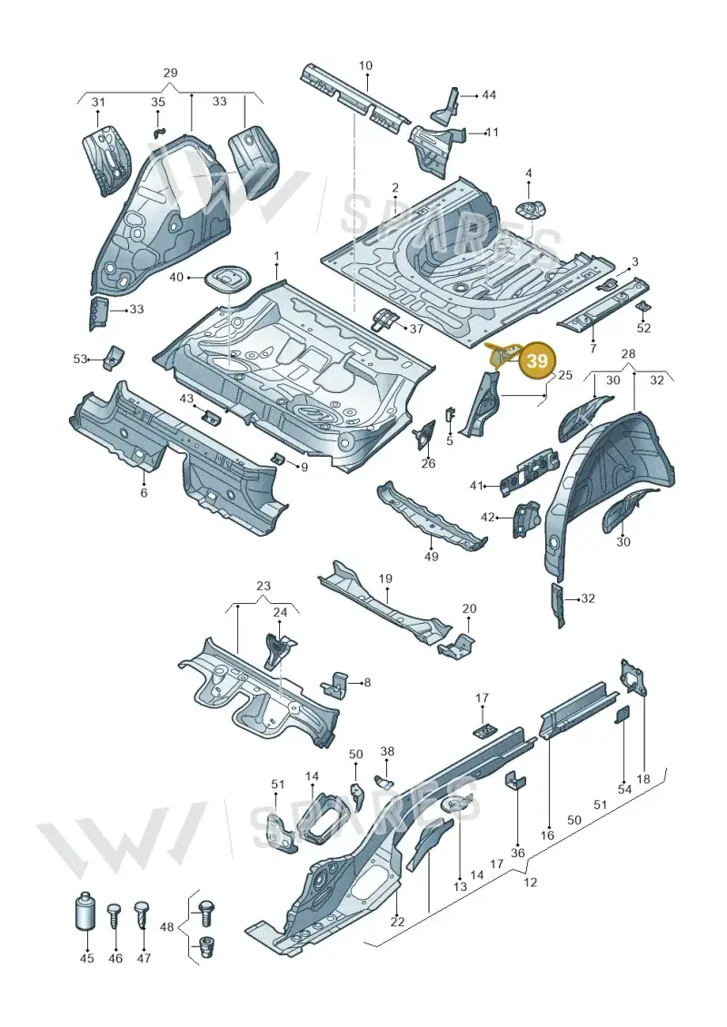 3Q0803876 — Volkswagen Passat saloon (2014-2024) diagram 793803200, position 39