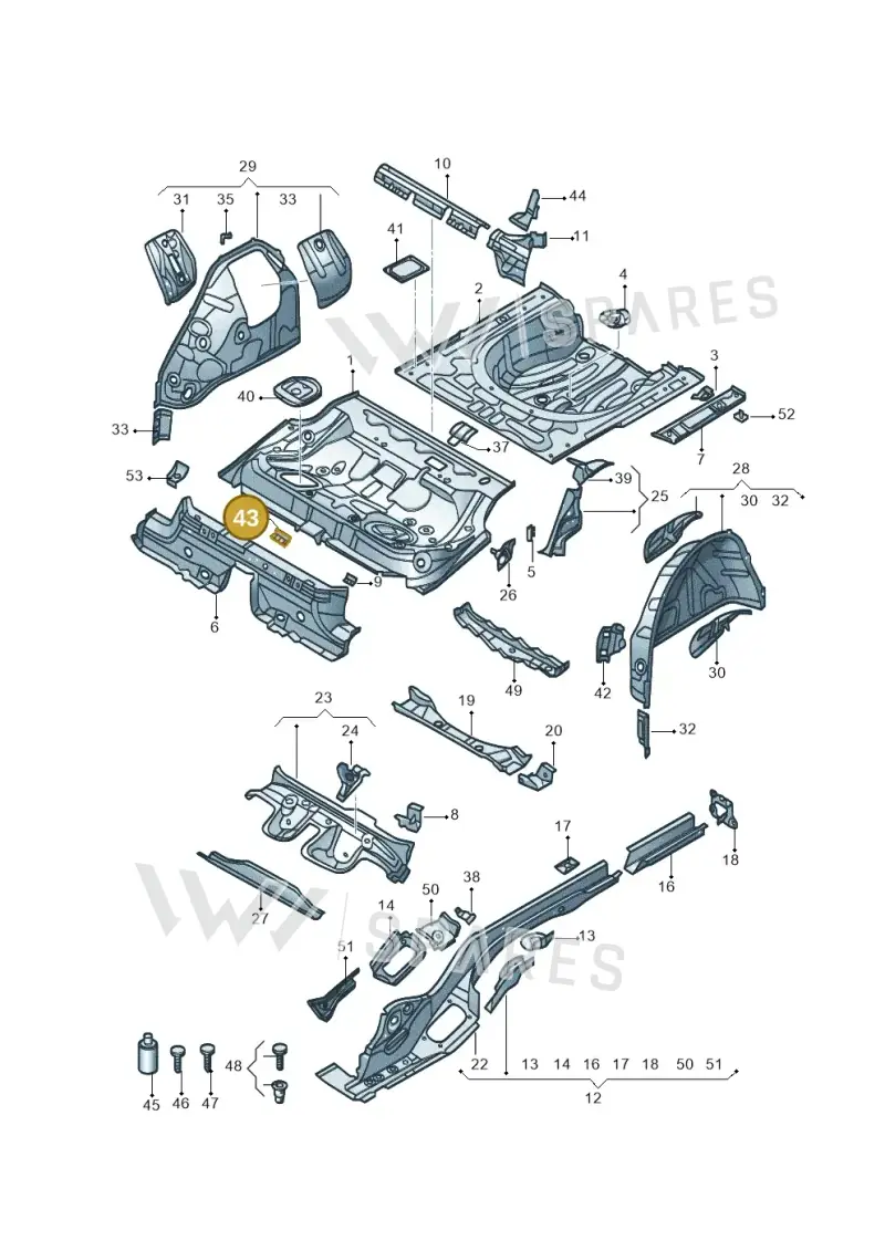 3Q0804866 — Volkswagen Magotan 2.0 (2016-) diagram 875803020, position 43