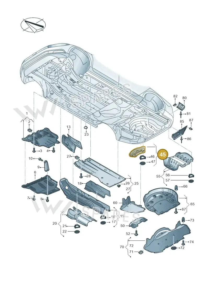 3Q0825710A — Volkswagen Arteon (2017-2023) diagram 793825100, position 45
