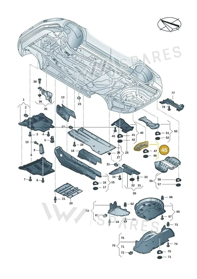 3Q0825710A — Volkswagen Passat estate (2023-) diagram 3j0825000, position 45