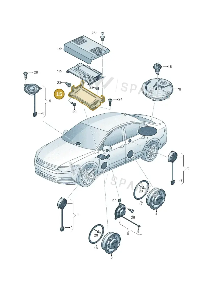 3Q0907390 — Volkswagen Passat saloon (2014-2024) diagram 793035350, position 15