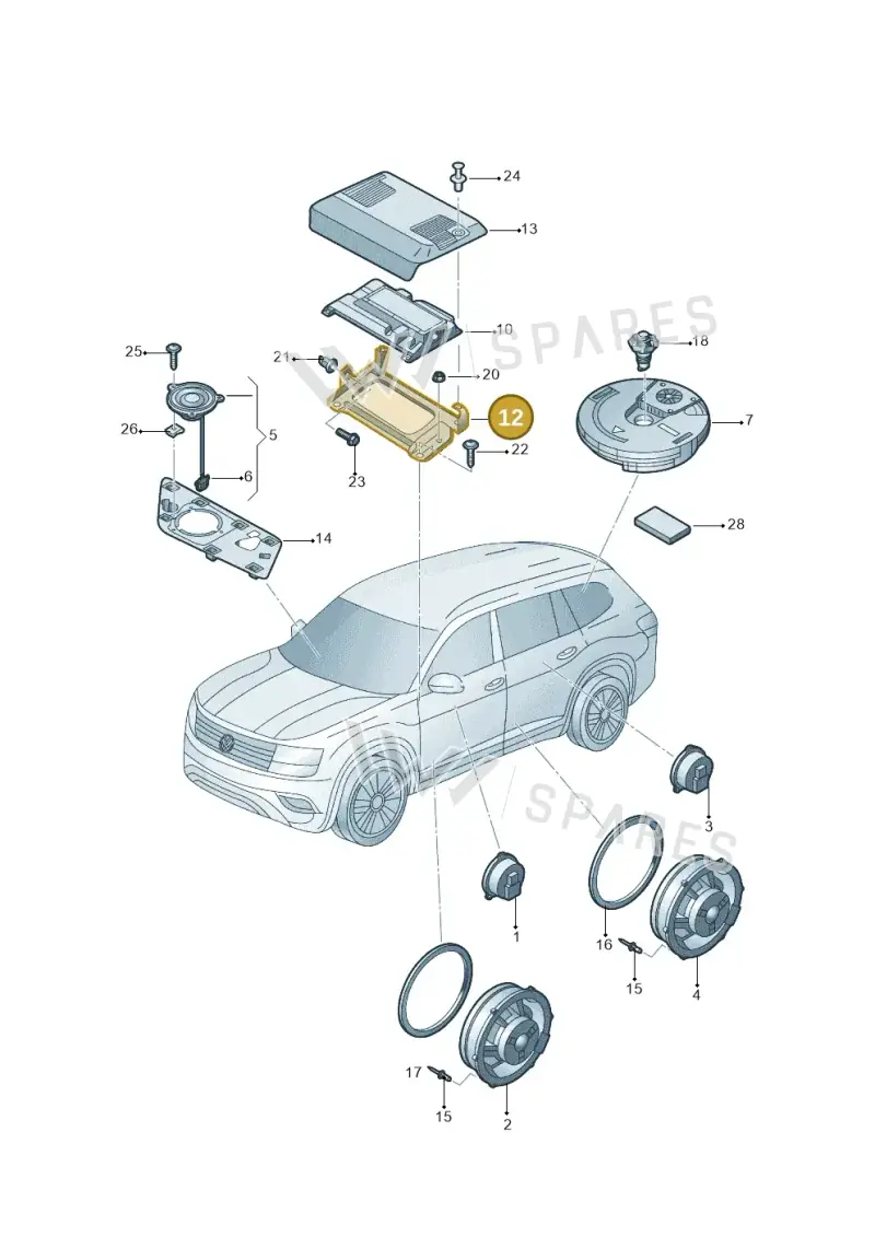 3Q0907390 — Volkswagen Tiguan (2016-2023) diagram 808035350, position 12