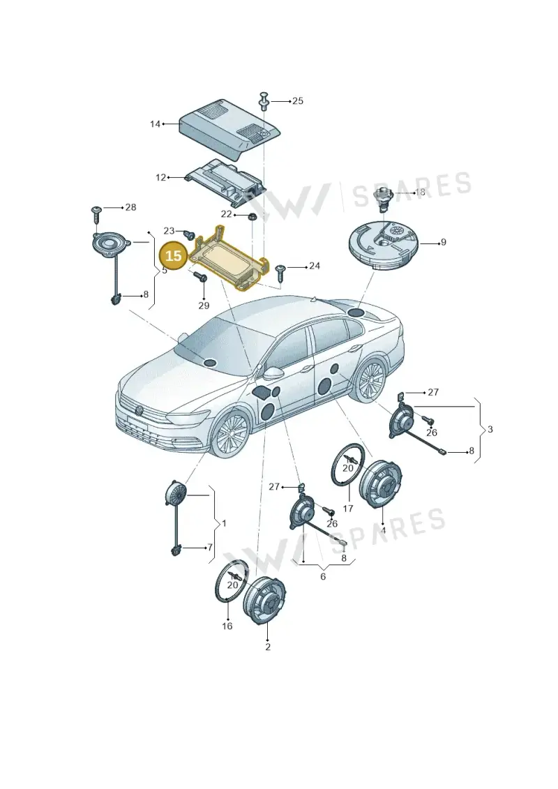 3Q0907390 — Volkswagen Passat (2018-2022) diagram 852035350, position 15
