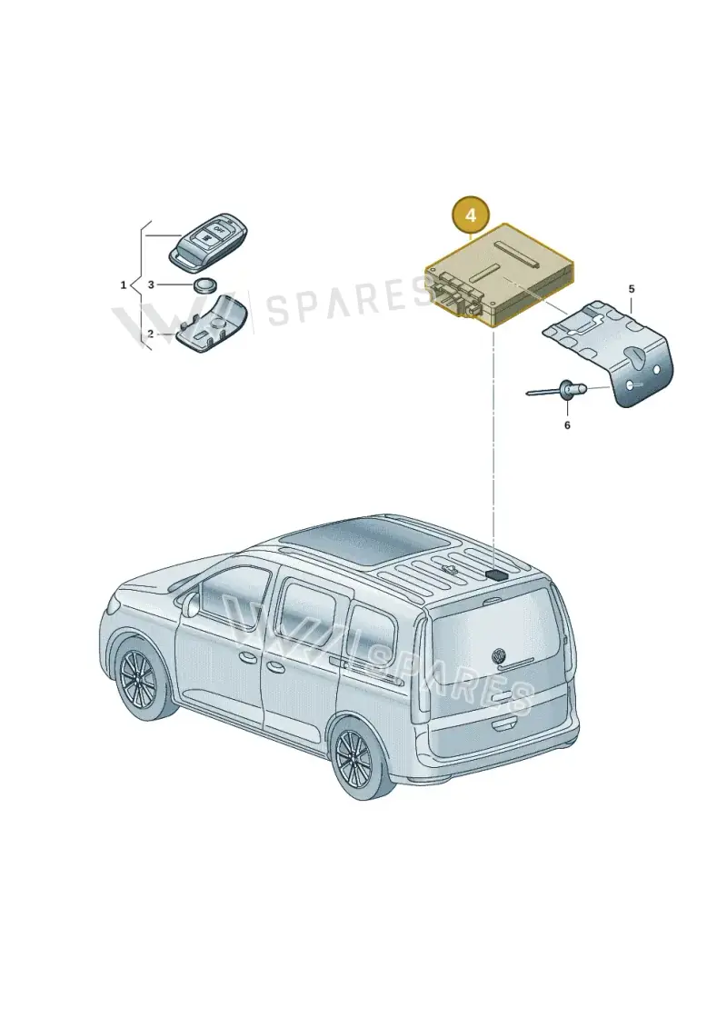 3Q0963513 — Volkswagen Caddy Maxi Kombi (2020-2024) diagram 2ka963020, position 4