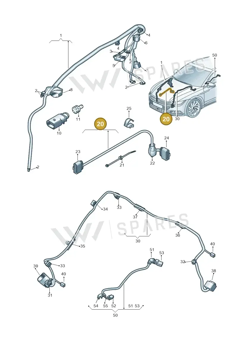 3Q0971068D — Volkswagen Arteon (2017-2023) diagram 828971880, position 20