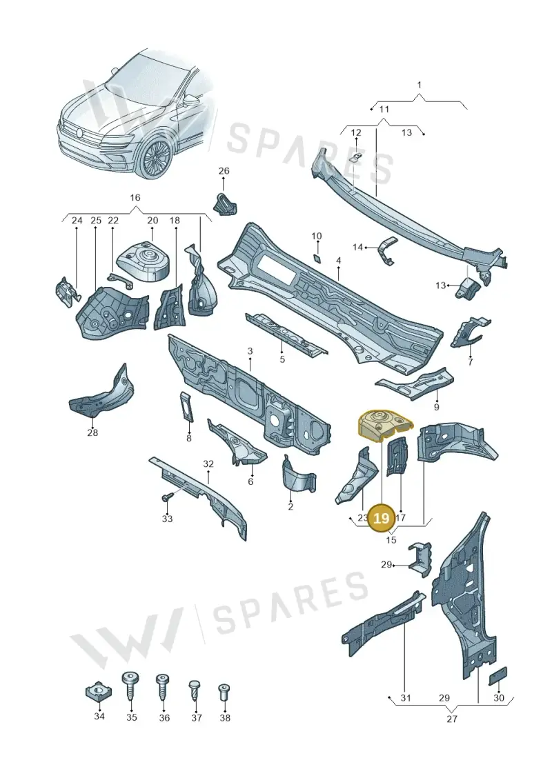 3QF809121 — Volkswagen Tiguan 2.0 4Motion (2017-2024) diagram 884805500, position 19
