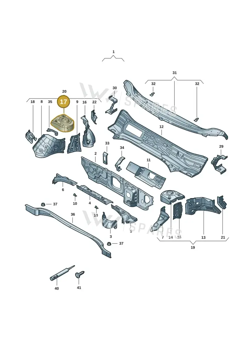 3QF809122 — Volkswagen Tiguan 2.0 (2023-) diagram 57x805200, position 17