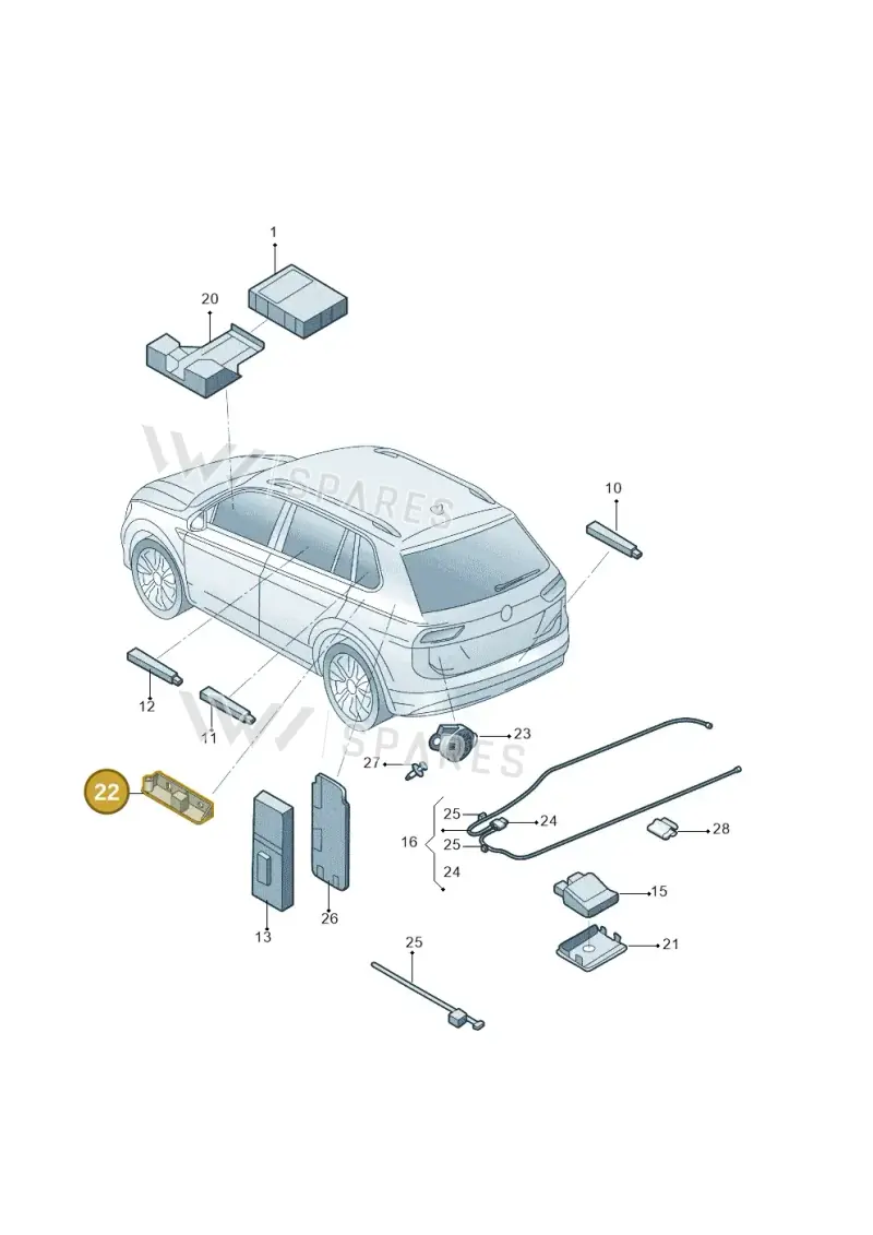 3QF971303 — Volkswagen Teramont (2021-2023) diagram 809909000, position 22
