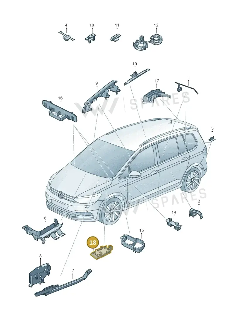 3T0971303 — Volkswagen Touran 2,0 BlueMotion (2015-2024) diagram 869971810, position 18
