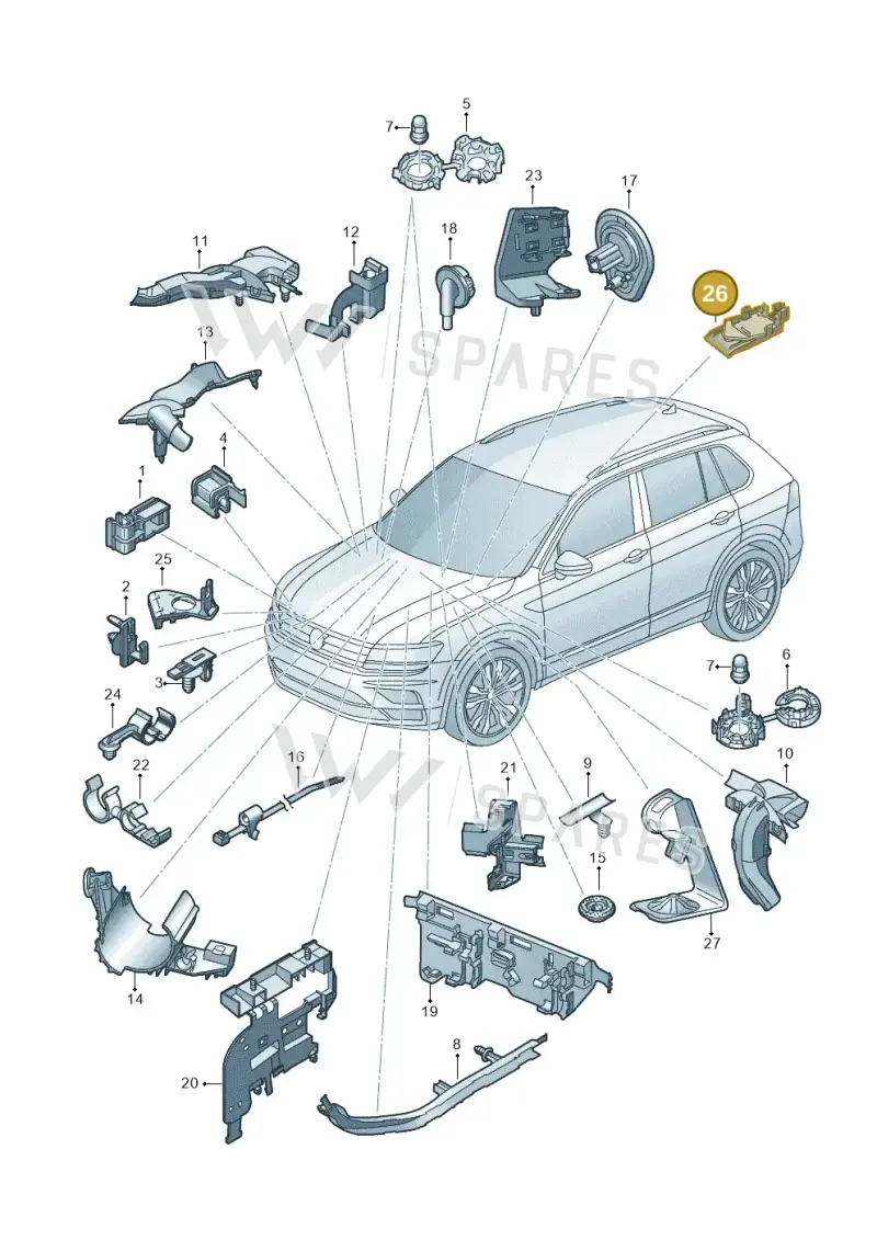 3T0971303 — Volkswagen Tiguan 2.0 4Motion (2016-2024) diagram 884971790, position 26