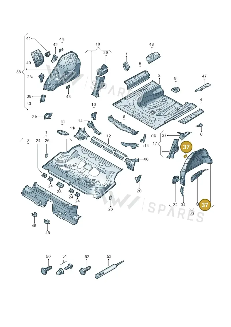 3V0804299 — Volkswagen Passat estate (2023-) diagram 3j0803350, position 37