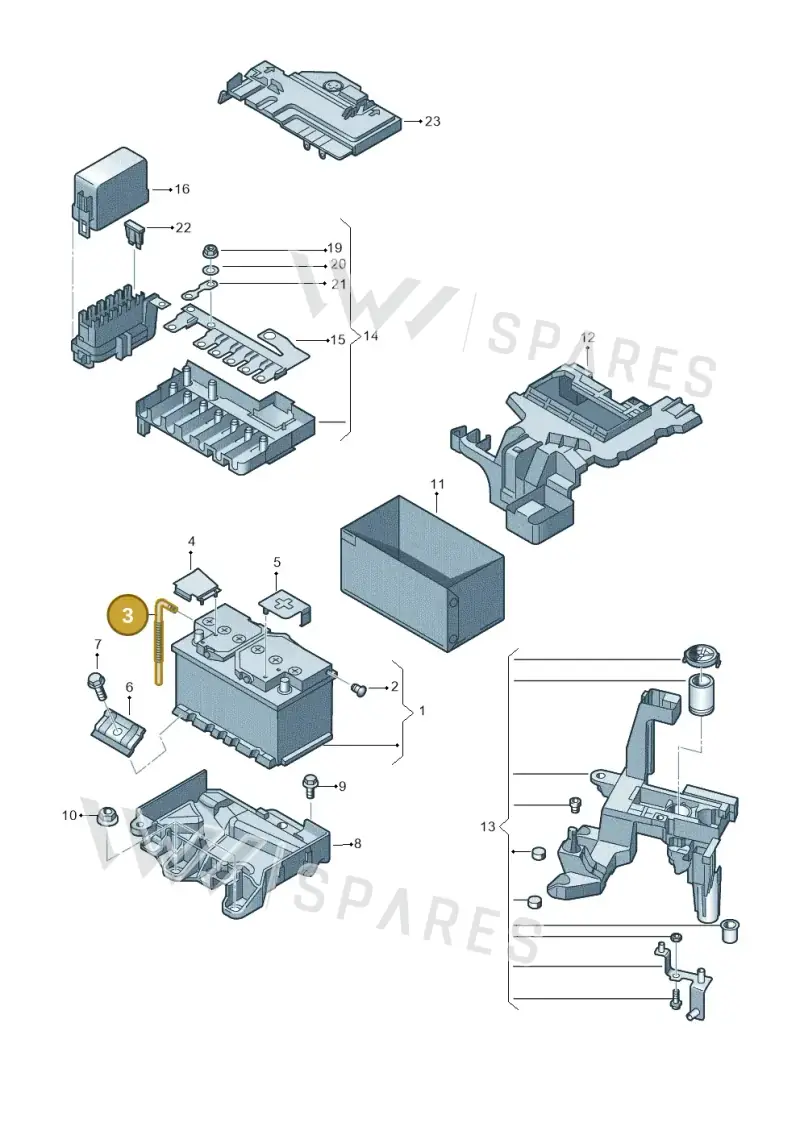 3W0915531A — Volkswagen Polo (2012-2014) diagram 672915100, position 3