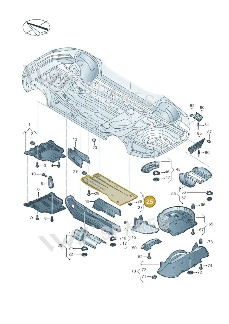 3WA825202A — Volkswagen Arteon (2017-2023) diagram 793825100, position 25