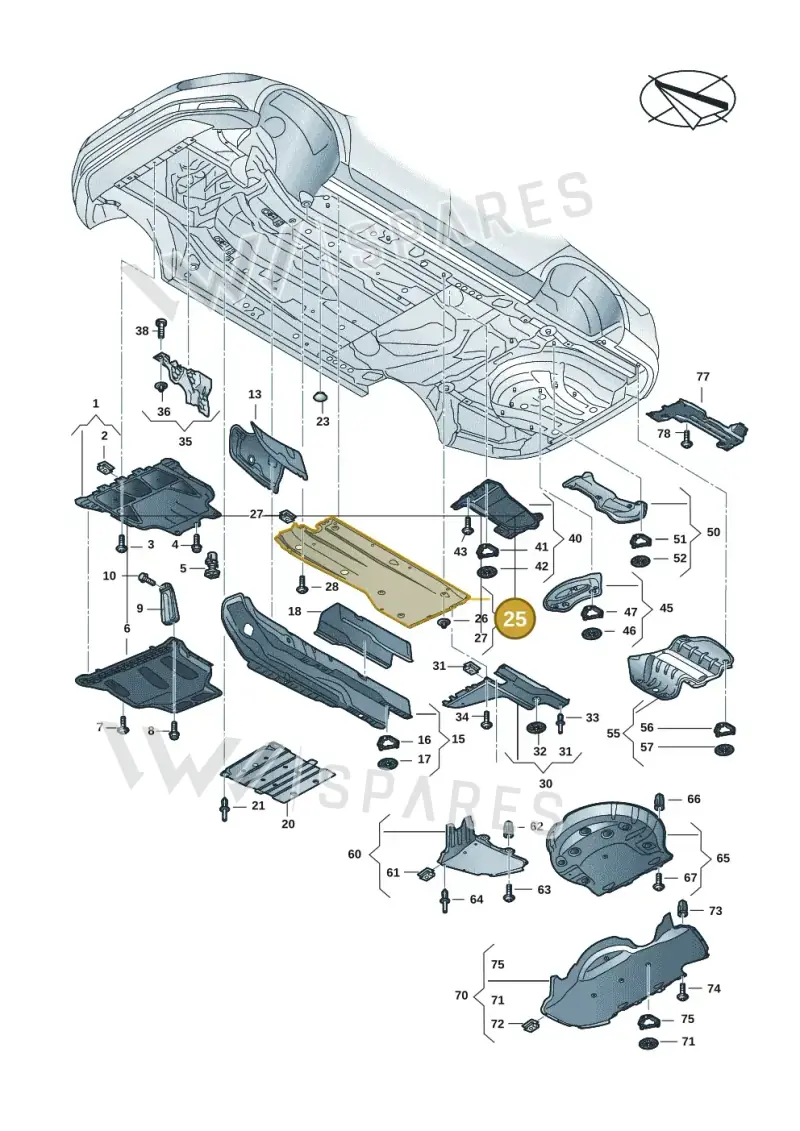 3WA825202A — Volkswagen Passat estate (2023-) diagram 3j0825000, position 25