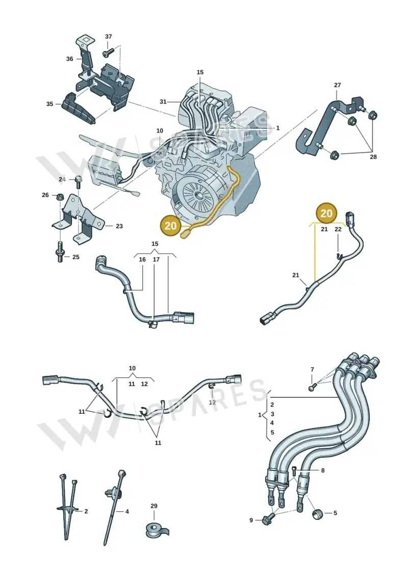 3WA971449 — Volkswagen Golf (2019-2025) diagram 57x970110, position 20