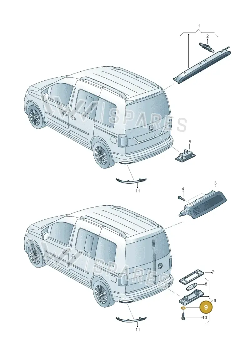411945279 — Volkswagen Caddy kombi (2015-2020) diagram 866945100, position 9