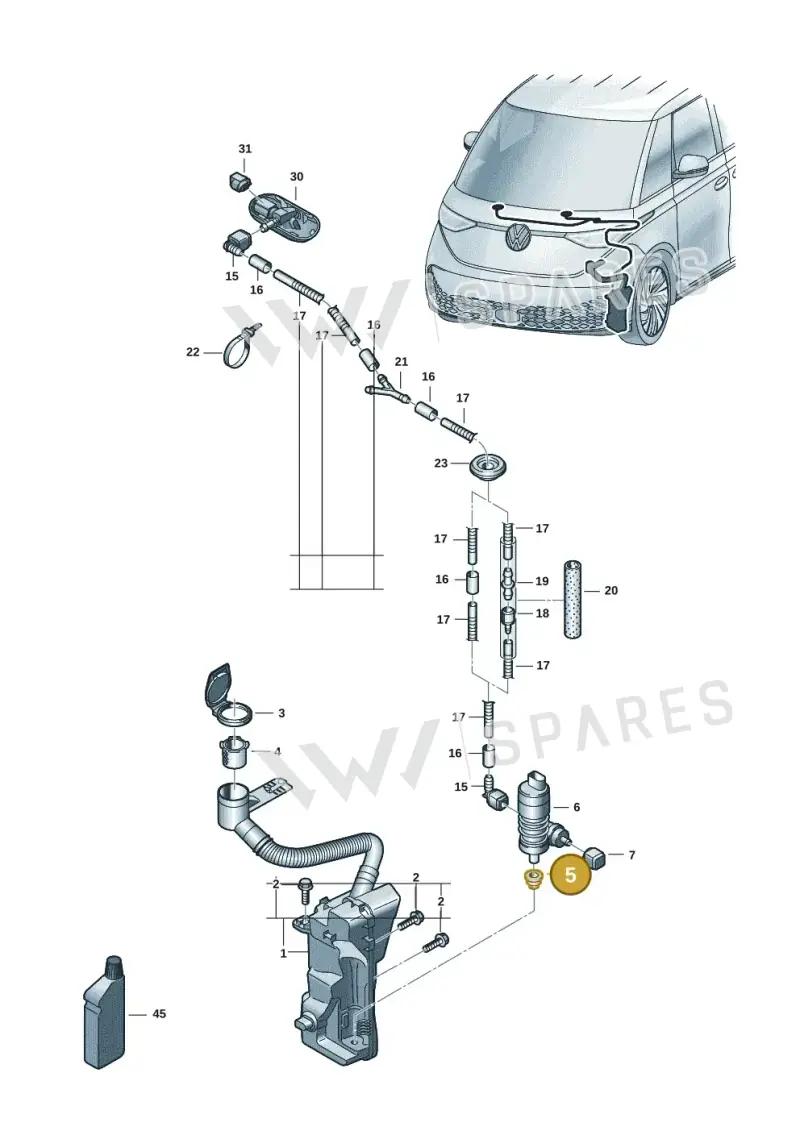 431955465 — Volkswagen ID.Buzz (2022-) diagram 15a955100, position 5