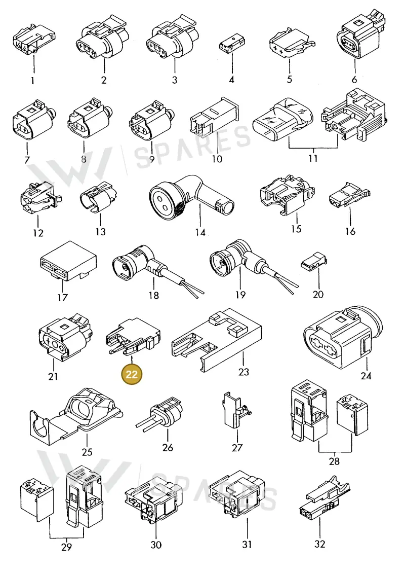 4A0937530A — Volkswagen 1J0 platform diagram 198970110, position 22