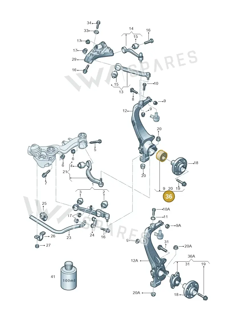 4B0498625 — Volkswagen PASSAT/4MOTION/W8 (2002-2005) diagram 195407000, position 36