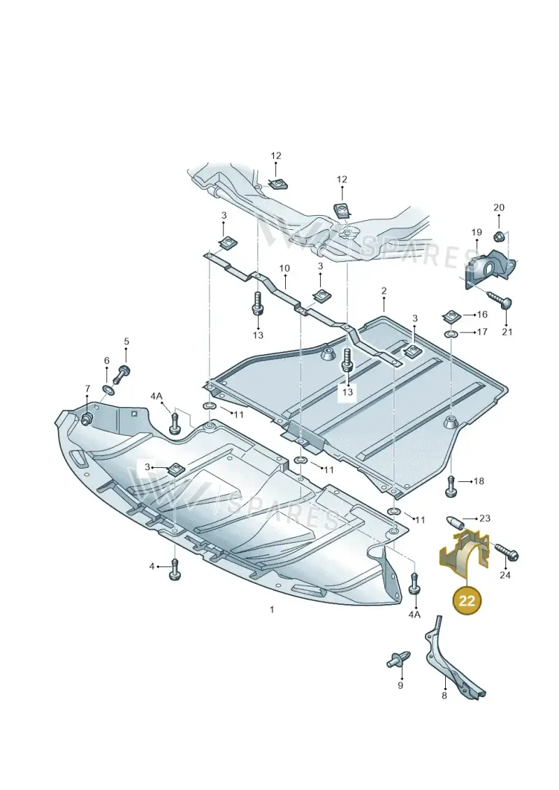 4B0863188D — Volkswagen PASSAT/4MOTION/W8 (2002-2005) diagram 156863250, position 22
