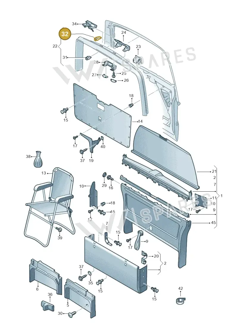 4B0867276A — Volkswagen Caravelle (2019-2024) diagram 871867800, position 32