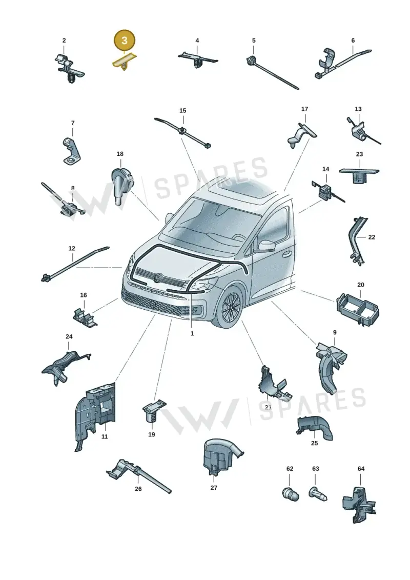 4B0971848 — Volkswagen Caddy Maxi Kombi (2020-2024) diagram 2ka971081, position 3