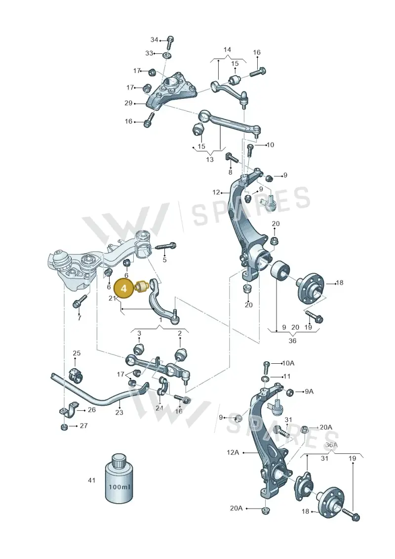 4D0407183AC — Volkswagen PASSAT/4MOTION/W8 (2002-2005) diagram 195407000, position 4