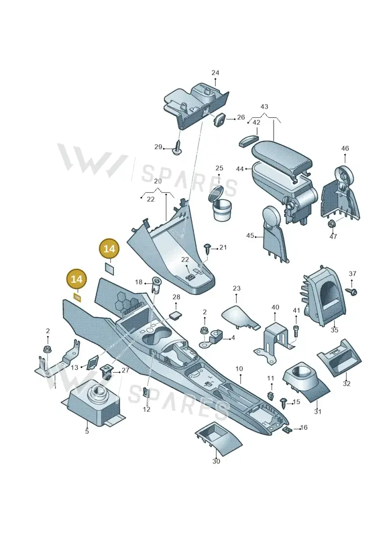 4D0863437A — Volkswagen Polo (2012-2014) diagram 672863500, position 14