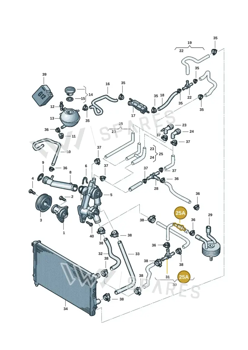 4E0121113 — Volkswagen Jetta (2014-2017) diagram 789121025, position 25A