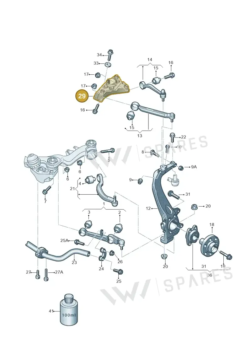 4E0412383D — Volkswagen Phaeton 4motion (2010-2016) diagram 258407000, position 29