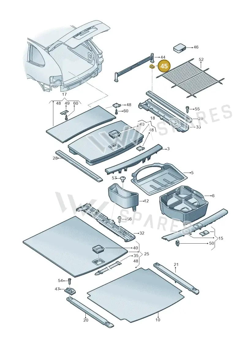 4F9863539 — Volkswagen Touareg BlueMotion (2014-2018) diagram 787863800, position 45