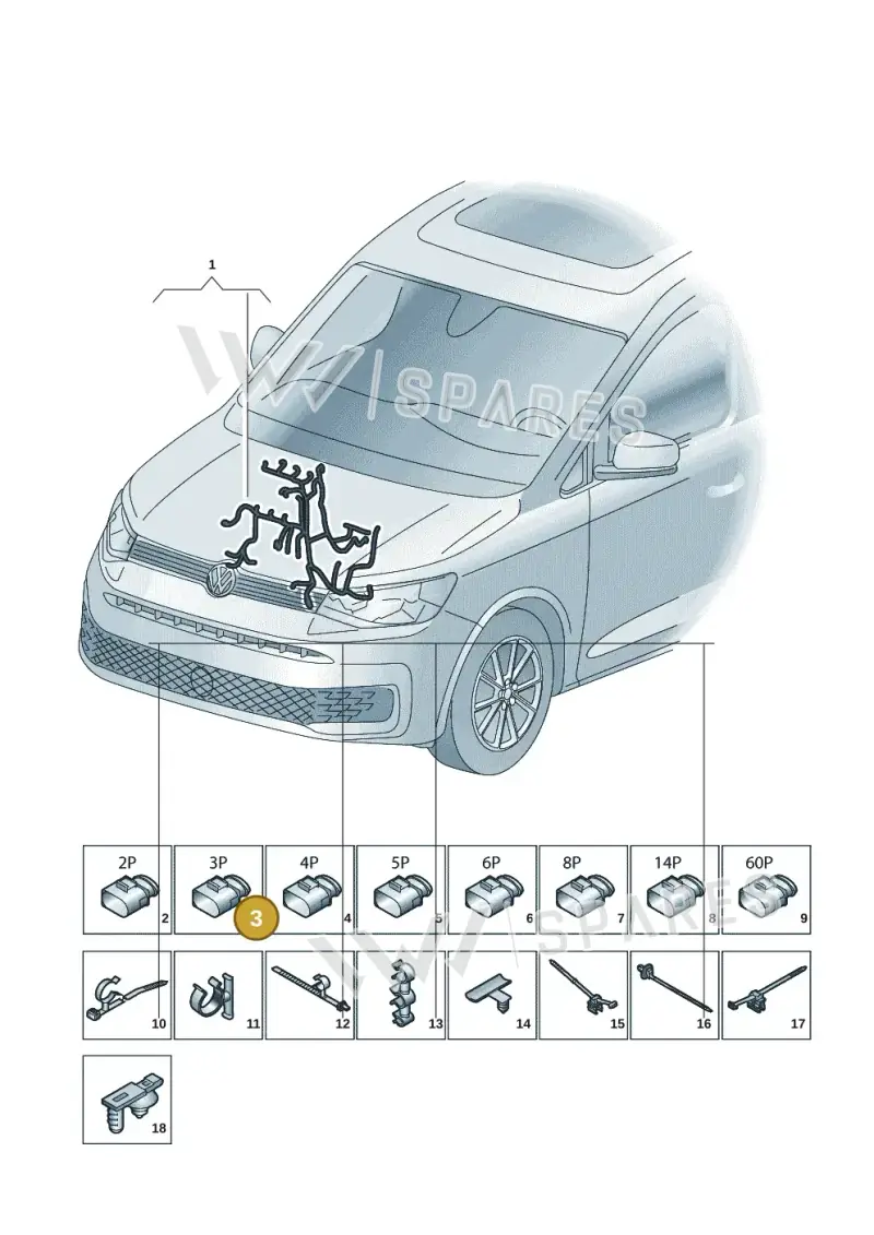 4G0971921 — Volkswagen Caddy Maxi Kombi (2020-2024) diagram 2ka971020, position 3