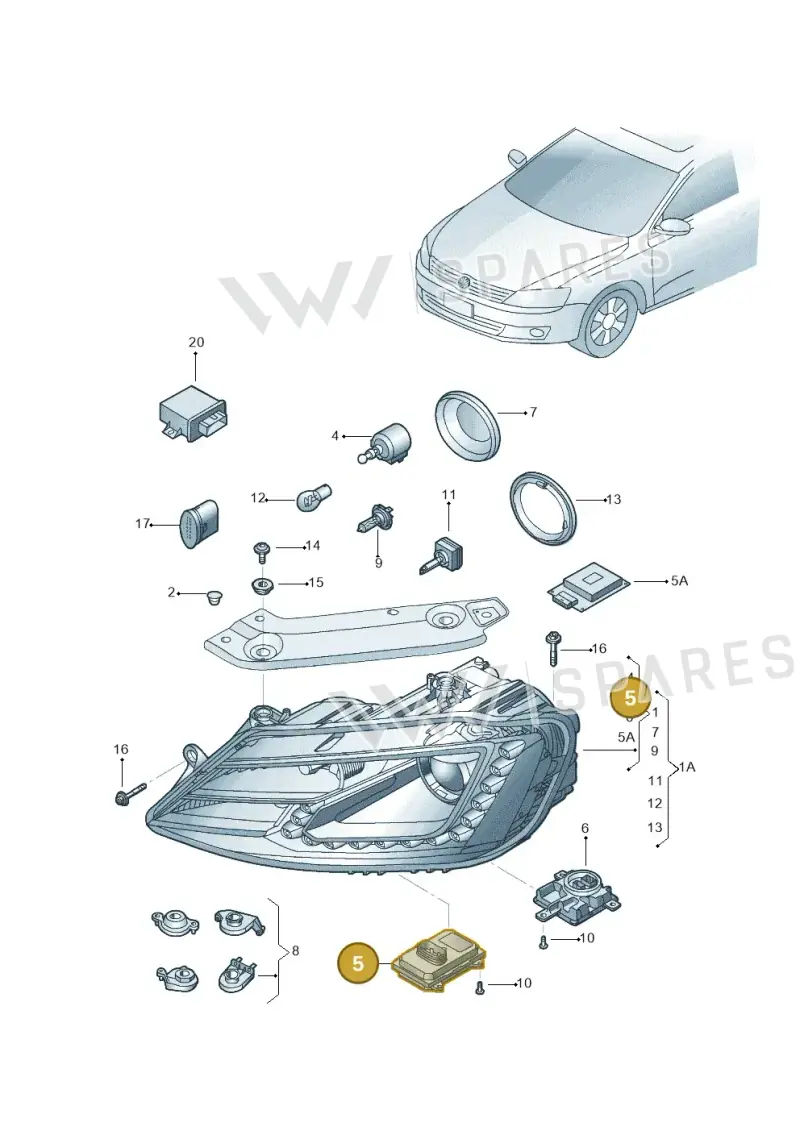 4H0941329 — Volkswagen Jetta 1.6 (2014-2018) diagram 692941100, position 5
