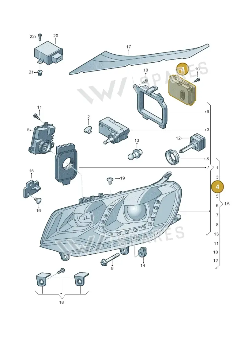 4H0941329 — Volkswagen Touareg (2010-2012) diagram 693941200, position 4