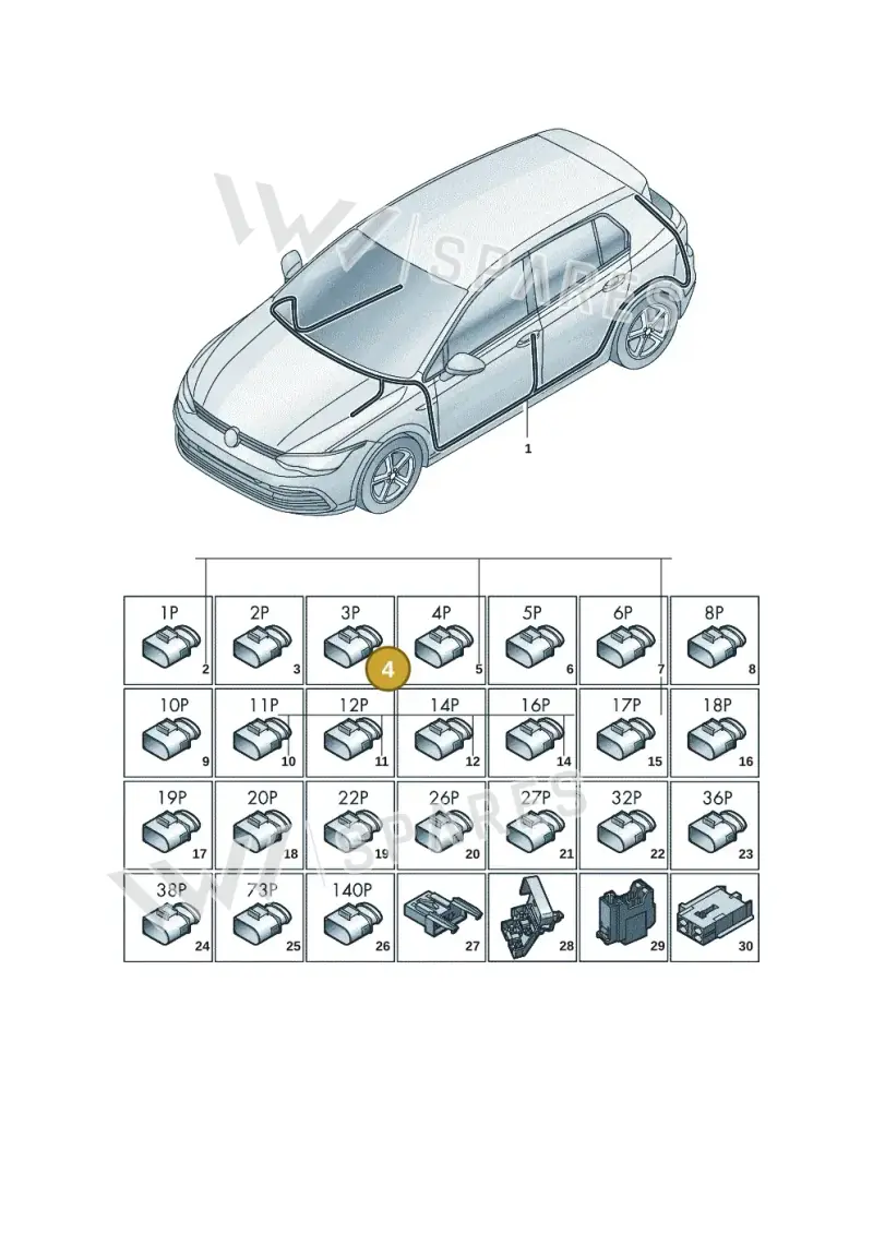 4H0972586 — Volkswagen Golf 2.0 BlueMotion (2019-2024) diagram 5h0971090, position 4