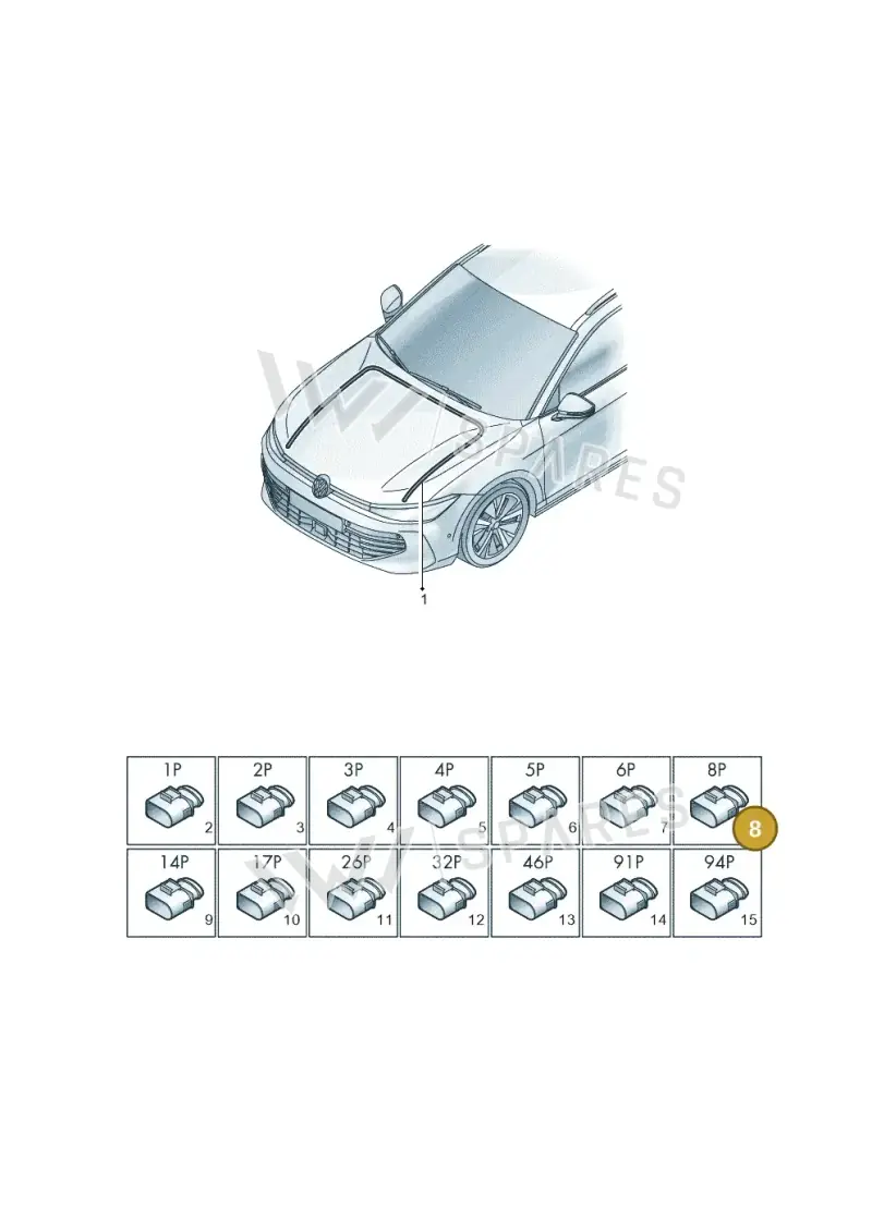 4H0973714 — Volkswagen Passat estate (2023-) diagram 3j0971800, position 8
