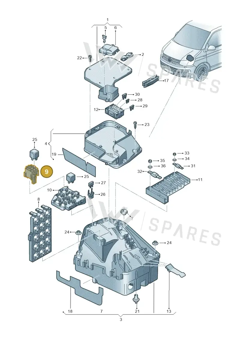 4H1937528 — Volkswagen Caravelle (2015-2019) diagram 861937100, position 9