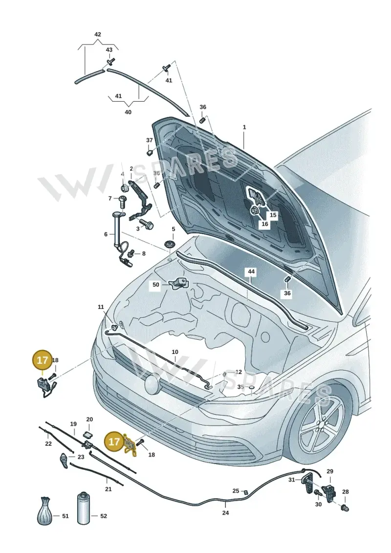 4K0823509 — Volkswagen Golf 2.0 BlueMotion (2019-2024) diagram 5h0823000, position 17