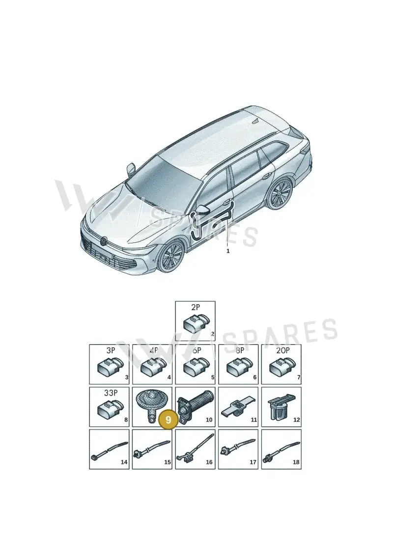 4L0971841 — Volkswagen Passat estate (2023-) diagram 3j0972300, position 9