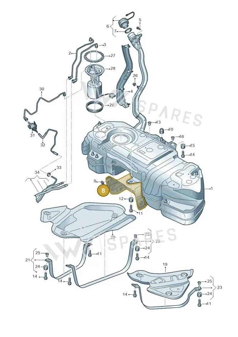 4M4201308A — Volkswagen Touareg (2017-2023) diagram 439201650, position 8