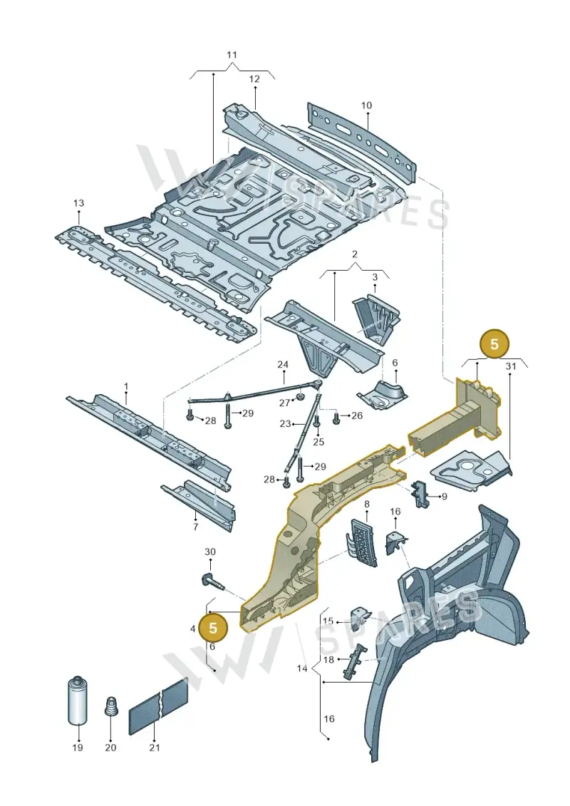 4M4813703 — Volkswagen Touareg (2017-2023) diagram 439803000, position 5