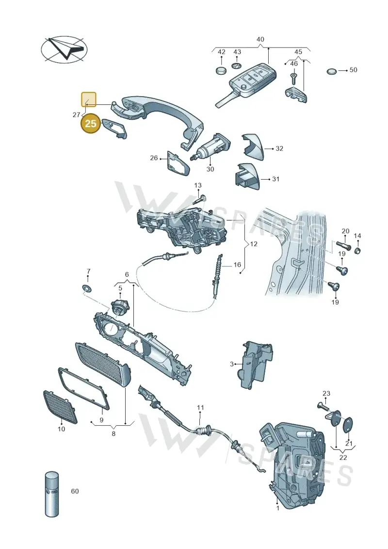 510837209A — Volkswagen Golf Sportsvan 1.6 (2014-2020) diagram 780837000, position 25