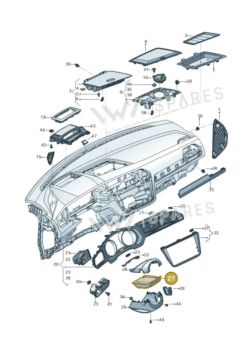 510858625 — Volkswagen Tiguan 2.0 4Motion (2017-2024) diagram 833857100, position 27