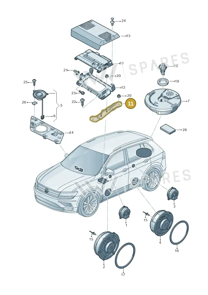 510919837 — Volkswagen Tiguan (2016-2024) diagram 884035350, position 11