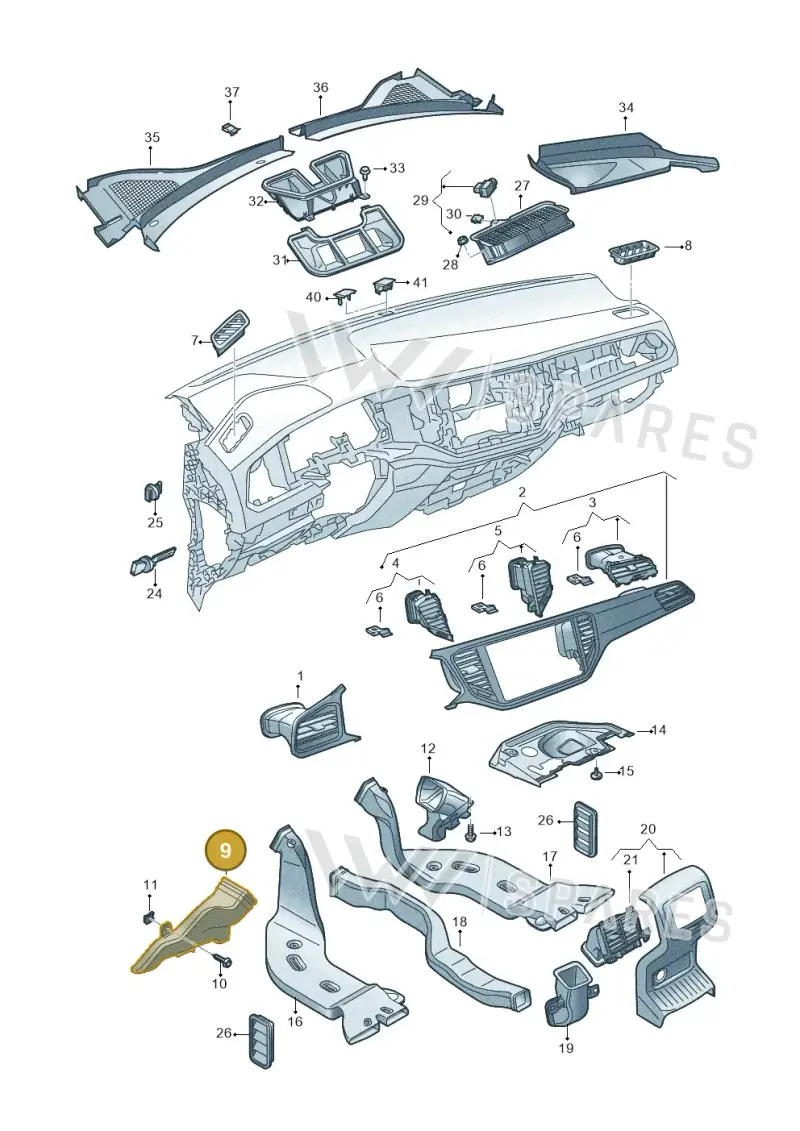 518819151 — Volkswagen T-Roc convertible 1.5 (2019-2024) diagram 813819300, position 9